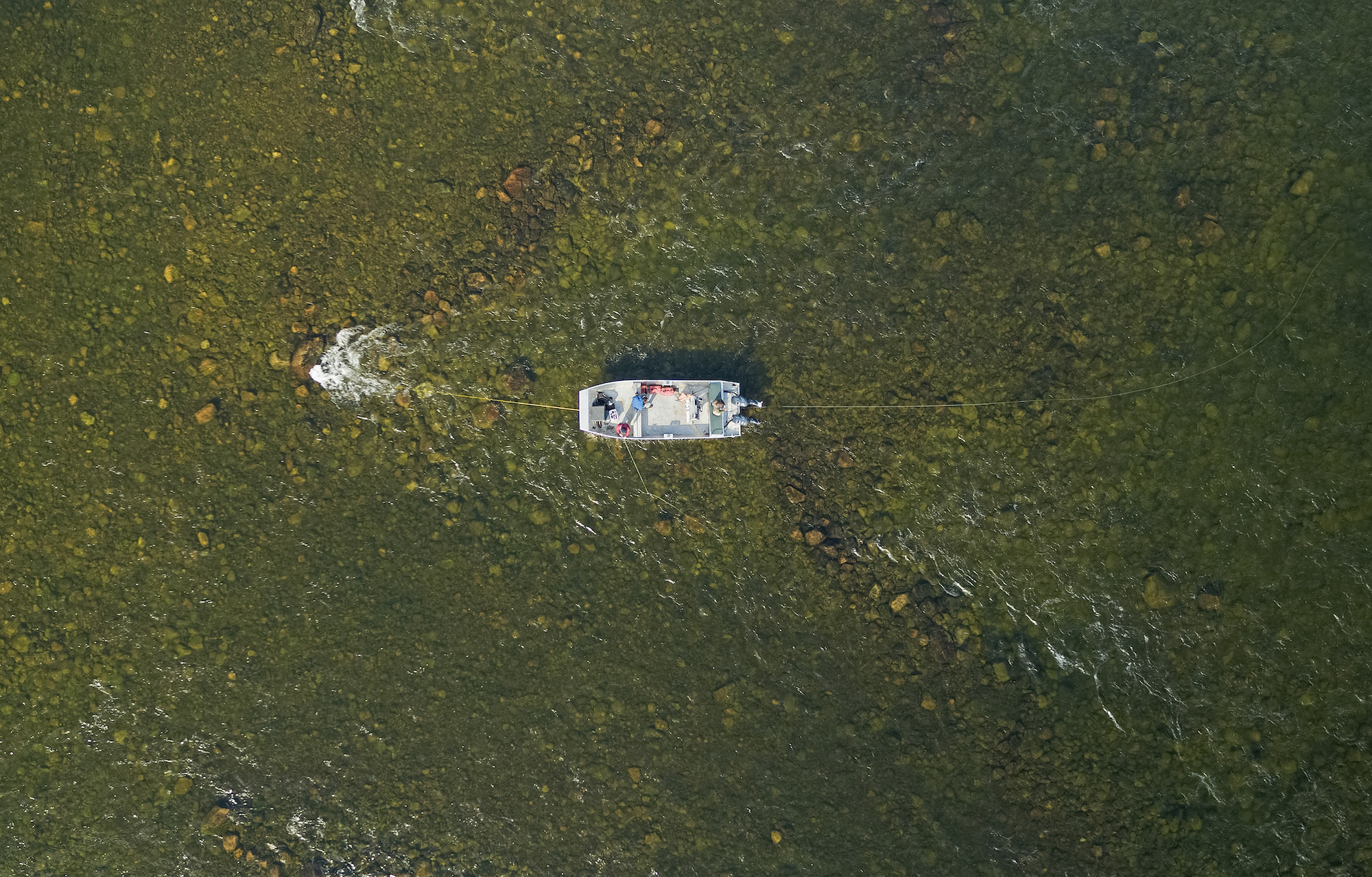 Drone aerial arctic fly fishing