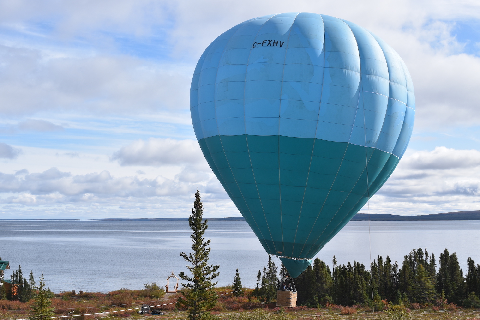 Hot air balloon over the tundra